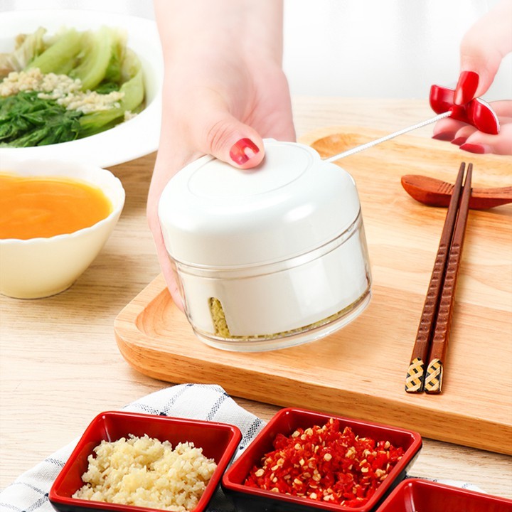 Dụng cụ xay tỏi ớt mini kéo tay