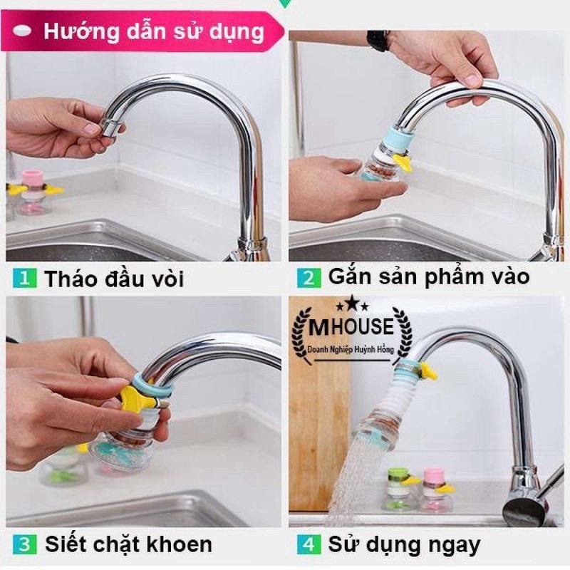 Đầu vòi lọc nước tăng áp 360 độ - Có thể kéo dài Vòi tăng áp lực nước rửa chén bát