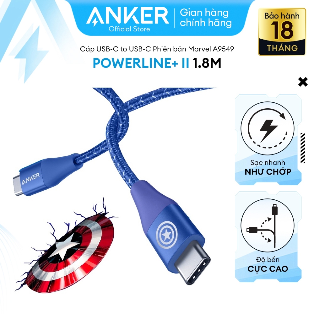 Ảnh Cáp Sạc ANKER Powerline+ II USB-C To USB-C MARVEL- Dài 1.8M - A9549 1