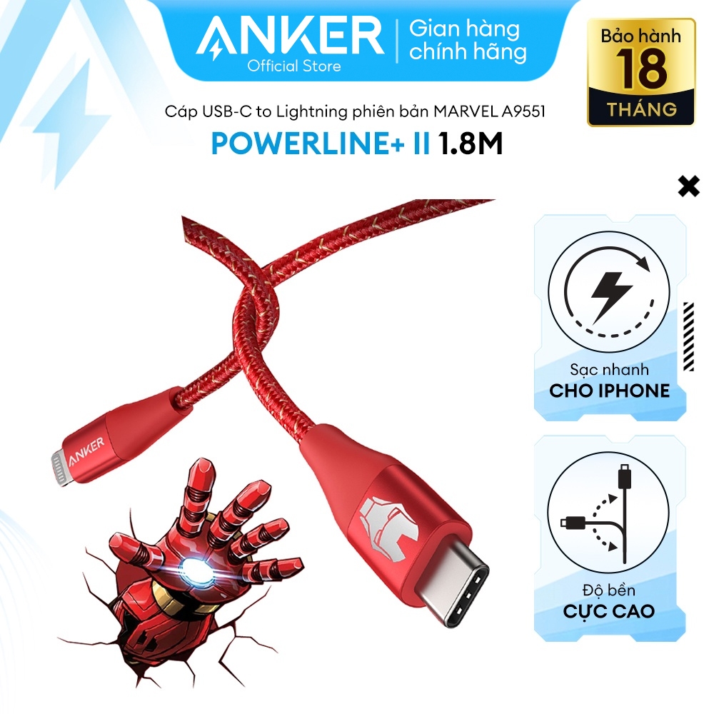 Ảnh Cáp Sạc ANKER Powerline+ II USB-C To LIGHTNING MARVEL - Dài 1.8M - A9551 2