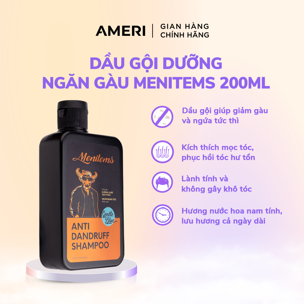 Ảnh Dầu gội hỗ trợ ngăn gàu Menitems, dầu gội đầu giúp giảm ngứa, hết nhờn, kích thích mọc tóc lưu hương nước hoa cấp 1
