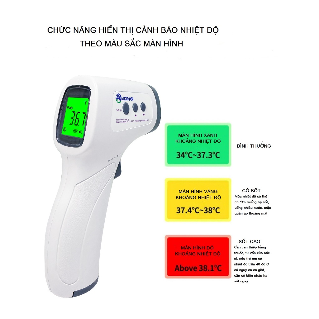Nhiệt kế điện tử hồng ngoại - Máy đo nhiệt độ (người, chất lỏng, môi trường, đồ ăn...)