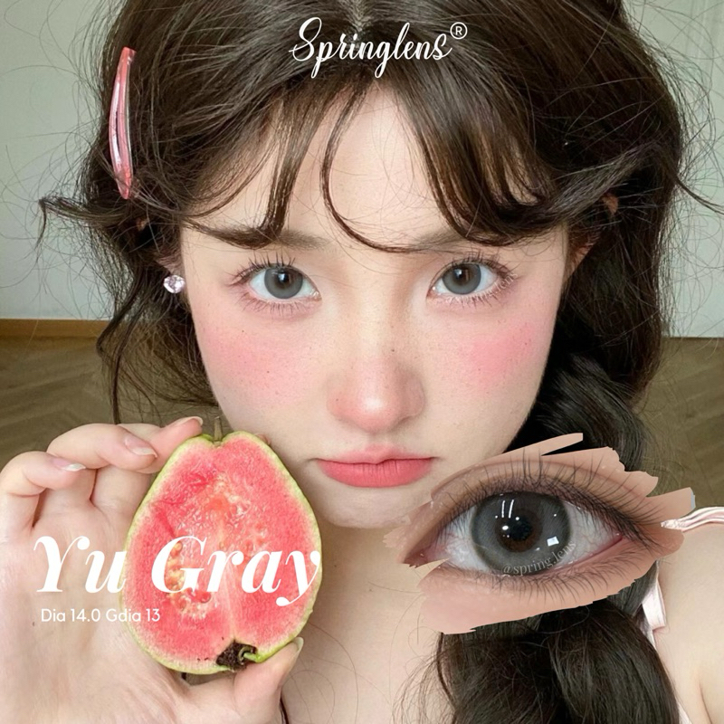 Kính áp tròng YU GRAY (Yurial) hiệu ứng filter phớt xám xanh giãn nhẹ 1 tháng | Spring Lens