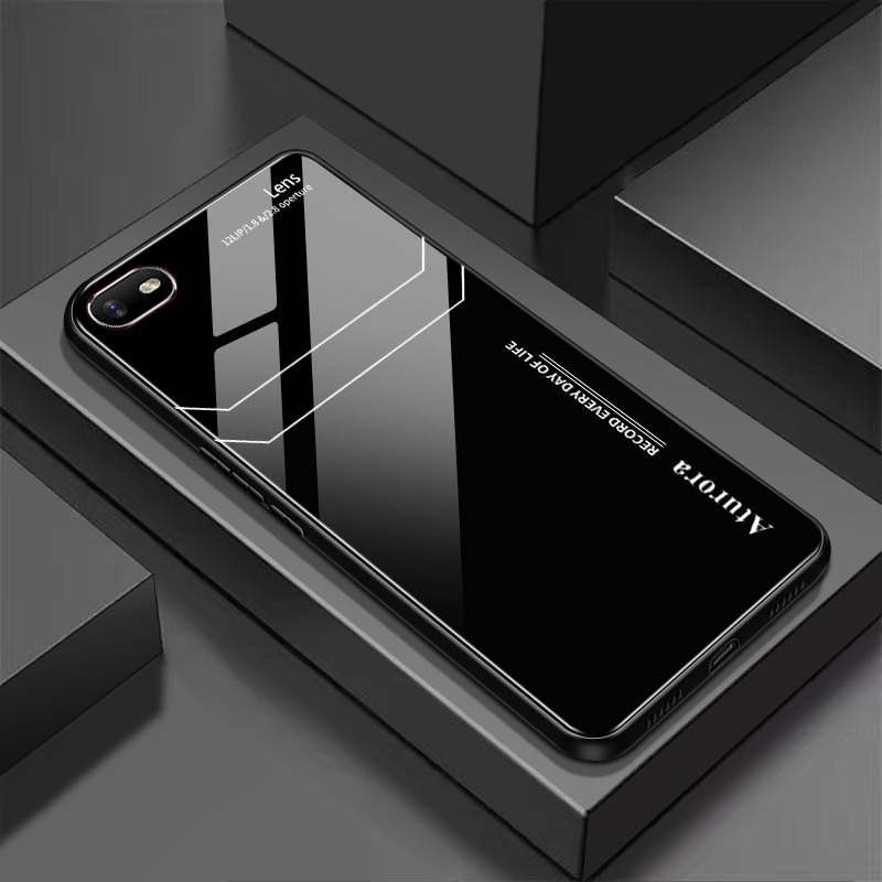 Ốp Lưng OPPO A1K, REALME C2 Mặt Lưng Kính Cường Lực Sáng Bóng