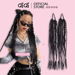 Tóc Giả Tết HipHop Mix 11 Tết Đen (Giá 1 bên) phong cách Cá Tính Qiqishop