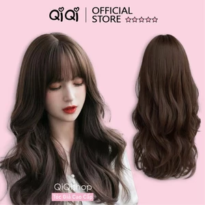 Tóc giả nguyên đầu xoăn dài quá lưng mái bằng 50cm MS019 Qiqishop