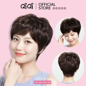 Bộ Tóc Giả Nguyên Đầu Ngắn Xoăn Nhẹ Trung Niên TN01 MS205 Qiqishop