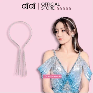 Bờm đính đá tua dài sang trọng lung linh phong cách Hàn Quốc Qiqishop - Có thể bờm 2 chiếc cùng lúc