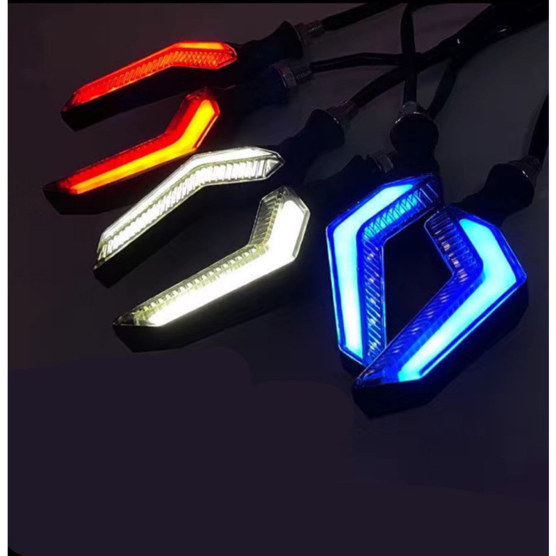 [1 đôi] Xi nhan chữ Z Trung quốc led 7 màu đuổi audi gấp khúc cho xe điện 12v