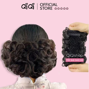 Búi tóc giả trung niên cổ điển-Búi tóc ngang có dây kéo thay đổi dáng tóc Qiqishop