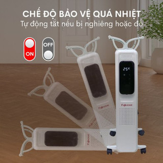 Máy sưởi dầu 13 thanh sưởi FUJIHOME OH8613 công suất 2500W, điều khiển từ xa, không gây tiếng ồn