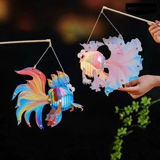 Đèn trung thu cho bé,Đồ chơi Đèn Lồng cá chép tự lắp ráp đầy đủ keo nến + đèn sẵn hàng có ảnh thật