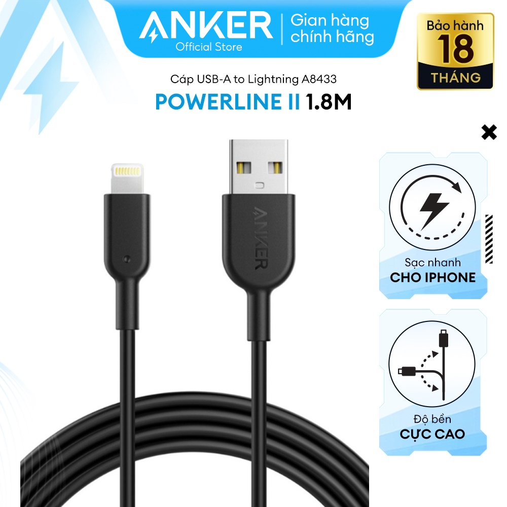 Ảnh Cáp sạc ANKER Powerline II Lightning - Dài 1.8m - A8433 1