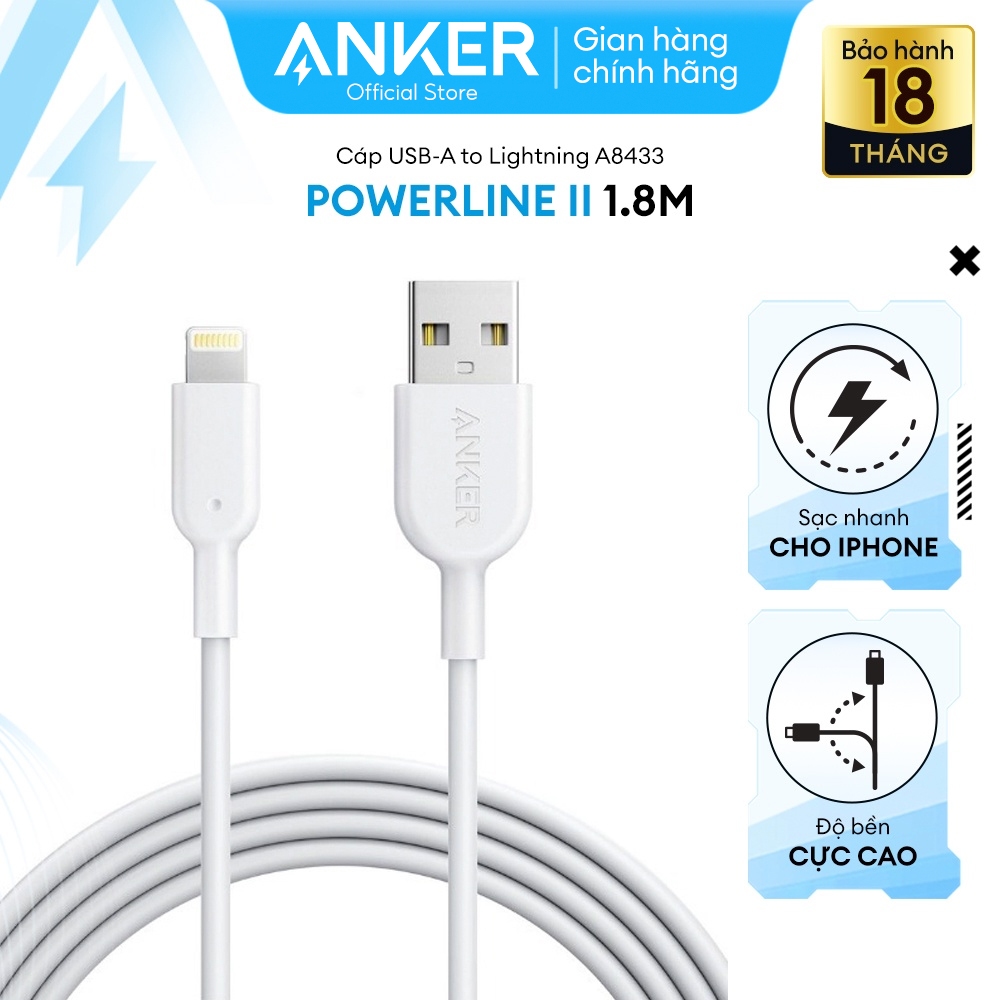 Ảnh Cáp sạc ANKER Powerline II Lightning - Dài 1.8m - A8433 3