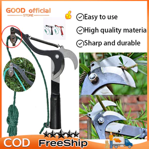 Kéo cắt tỉa cành cao có dây thừng LOẠI TÔI NHIỆT CỨNG-màu đen-đỏ