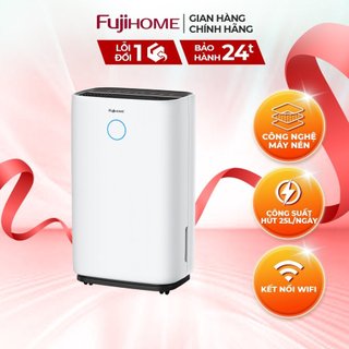Máy hút ẩm lọc không khí FUJIHOME DH25W-HEPA công nghệ block 25l/ ngày, kết nối wifi, lọc bụi mịn
