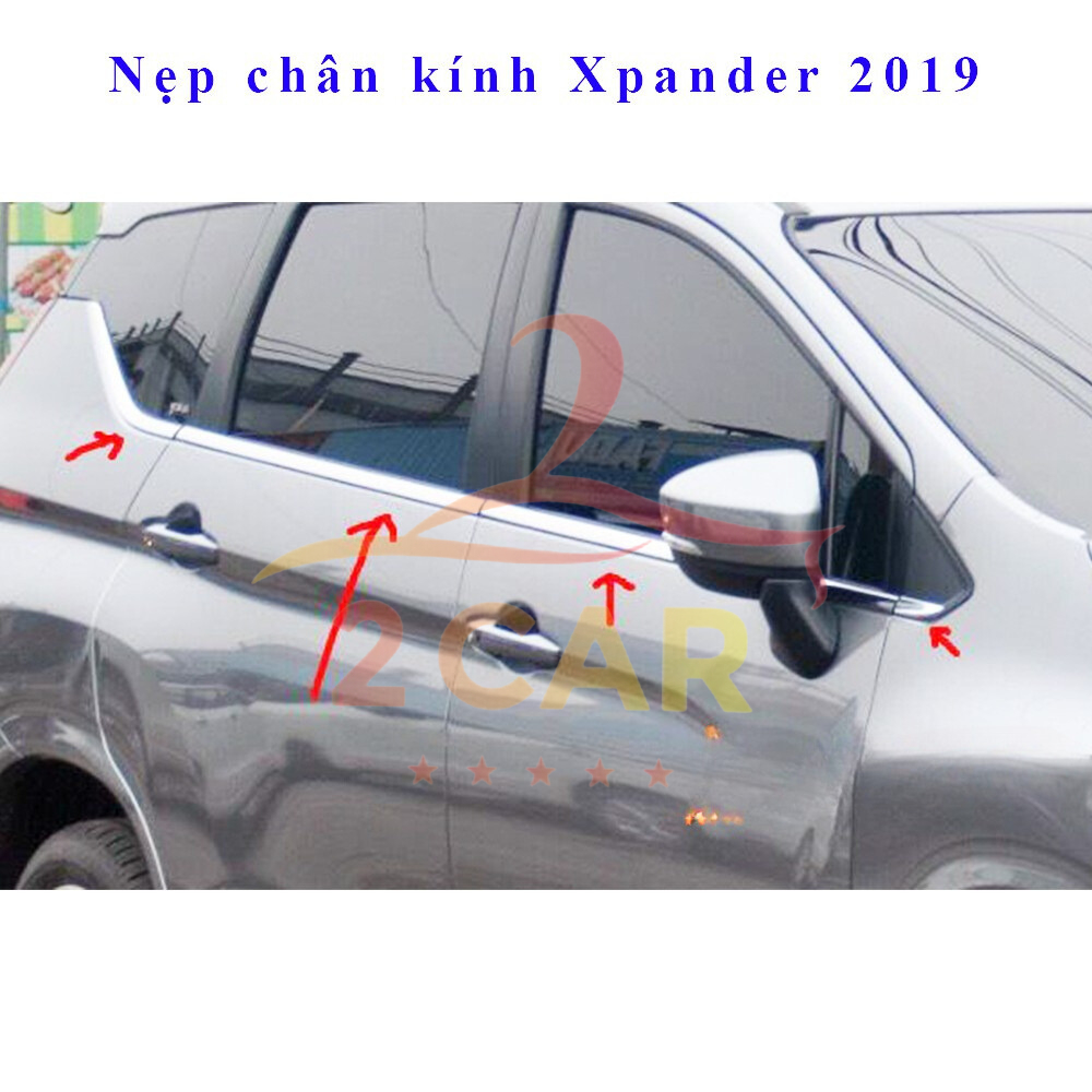 Nẹp viền chân kính, cong kính xe Mitsubishi Xpander 2018- 2021, 2022, 2023,2024 hàng inox cao cấp