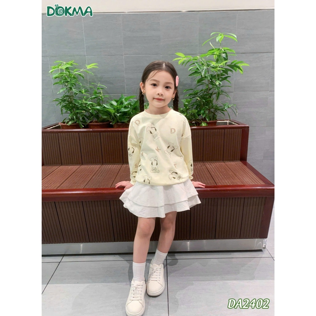 (11-22kg) Áo Cổ Tròn Dài Tay Cotton Dokma Bé Gái DA2402 DA3085