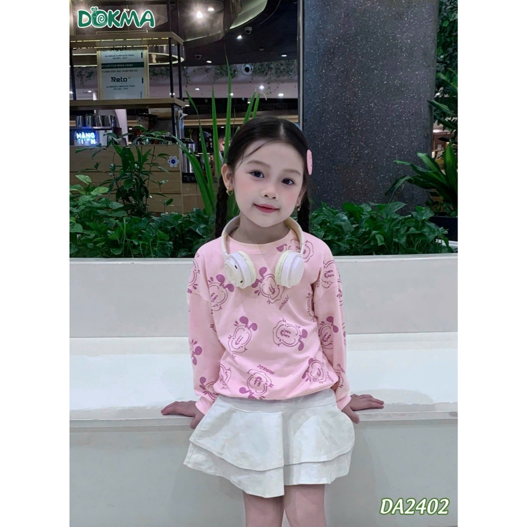 (11-22kg) Áo Cổ Tròn Dài Tay Cotton Dokma Bé Gái DA2402 DA3085
