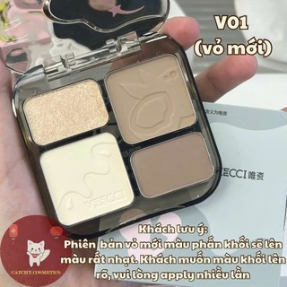[VEECCI] Bảng Phấn Tạo khối VEECCI Kèm Bắt Sáng 4 Ô Đa năng tích hợp Má hồng