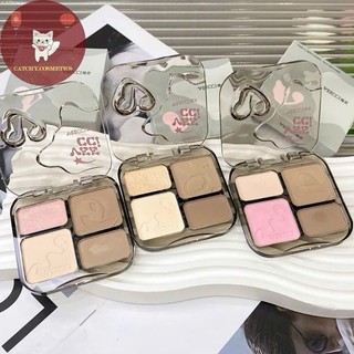 [VEECCI] Bảng Phấn Tạo khối VEECCI Kèm Bắt Sáng 4 Ô Đa năng tích hợp Má hồng