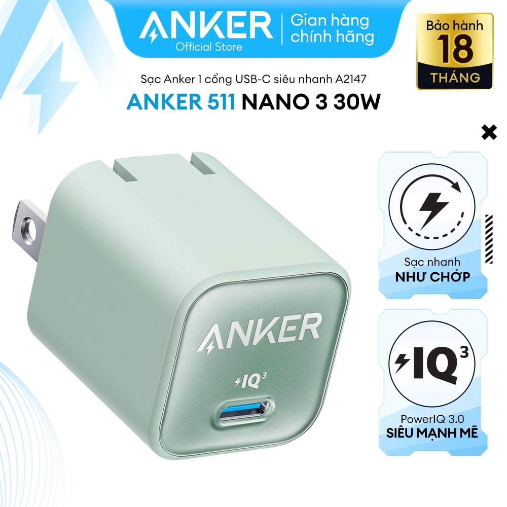 Ảnh Sạc ANKER 511 Nano 3 30W 1 cổng USB-C PiQ 3.0 tương thích PD - A2147 - Hỗ trợ sạc nhanh từ iPhone 8 series trở lên. 4