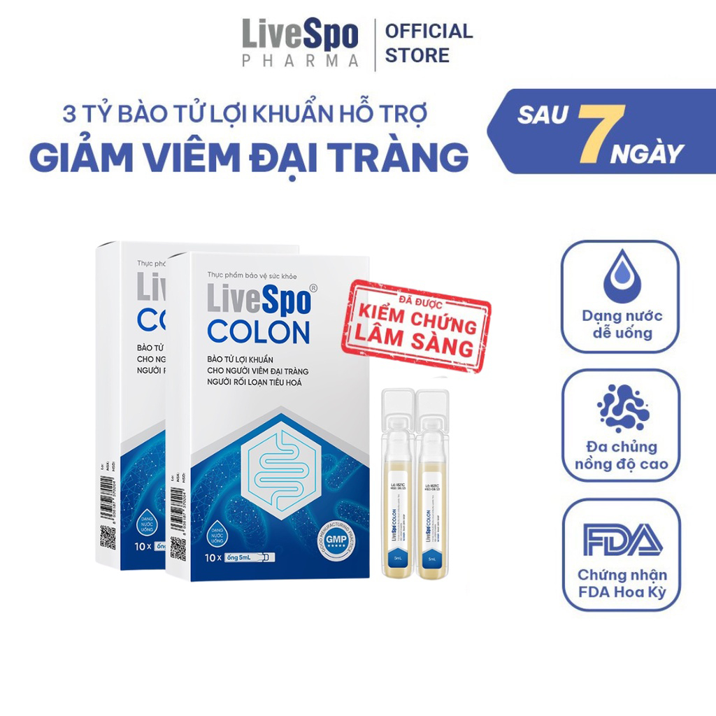 Ảnh Combo 2 Hộp Bào tử lợi khuẩn LiveSpo Colon dùng cho Viêm Đại Tràng, Tiêu chảy, Táo bón(10 ống) 1