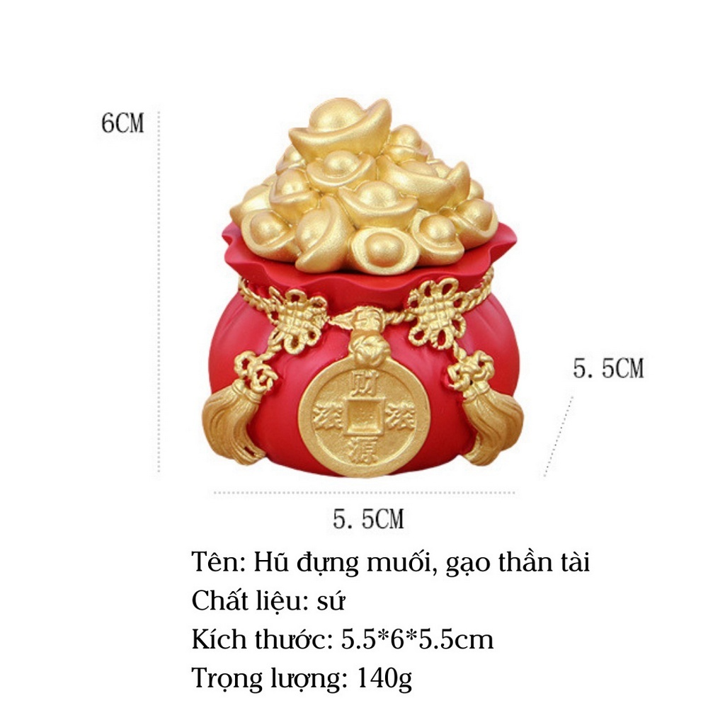 [TẾT 2026] Hũ đựng muối gạo thần tài, hũ gạo muối cầu tài cầu lộc trang trí bàn thờ Tết
