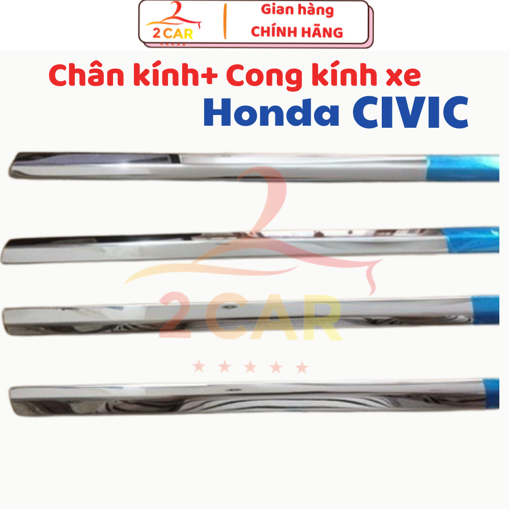 Nẹp viền chân kính và cong kính xe Honda Civic 2007 2008 2009 2010 2011 2012 ( không cột C)