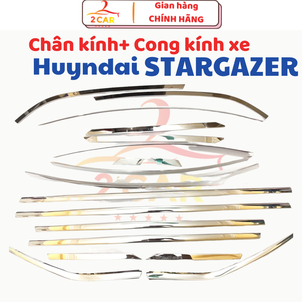 Nẹp viền chân kính, cong kính xe Hyundai STARGAZER 2022- 2023- 2024- 2025 chất liệu inox cao cấp