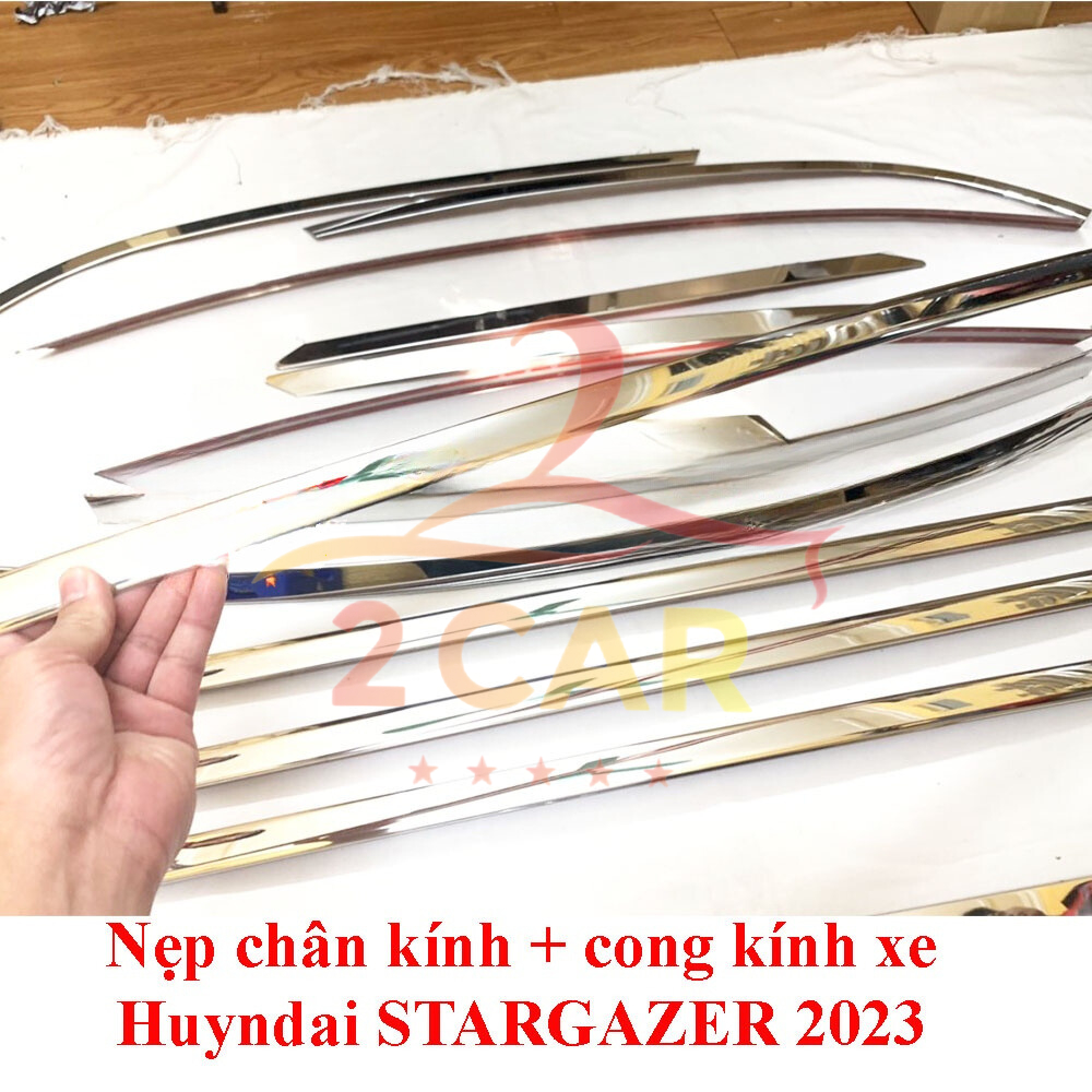 Nẹp viền chân kính, cong kính xe Hyundai STARGAZER 2022- 2023- 2024- 2025 chất liệu inox cao cấp