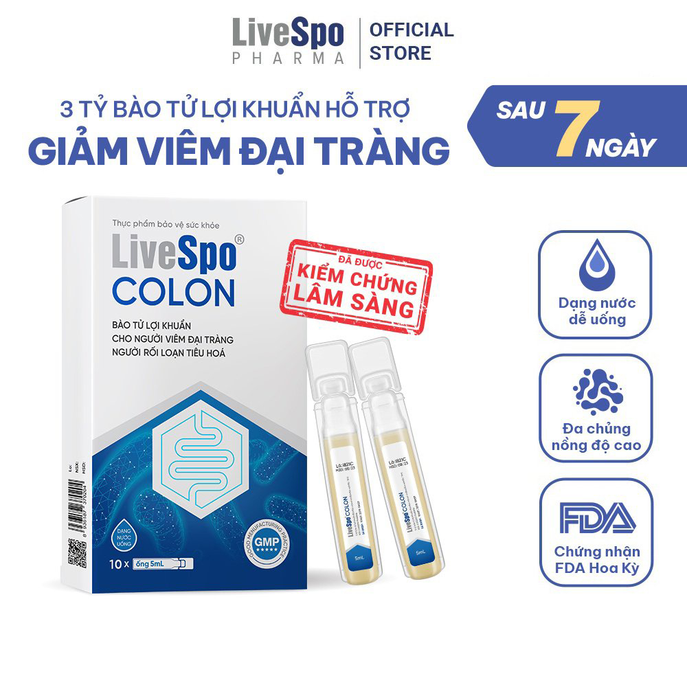 Ảnh Combo 6 Hộp Bào tử lợi khuẩn LiveSpo Colon dùng cho Viêm Đại Tràng, Tiêu chảy, Táo bón(10 ống) 2
