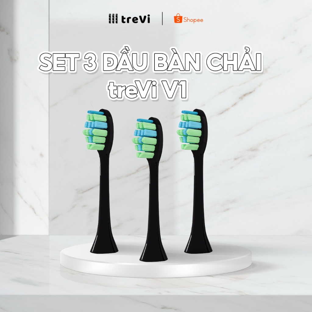 Set 3 Đầu Bàn Chải Điện Thay Thế Cho Bàn Chải treVi V1 Tiện Lợi, Nhỏ Gọn, Siêu Tiết Kiệm, Lông Bàn Chải Mềm Mịn