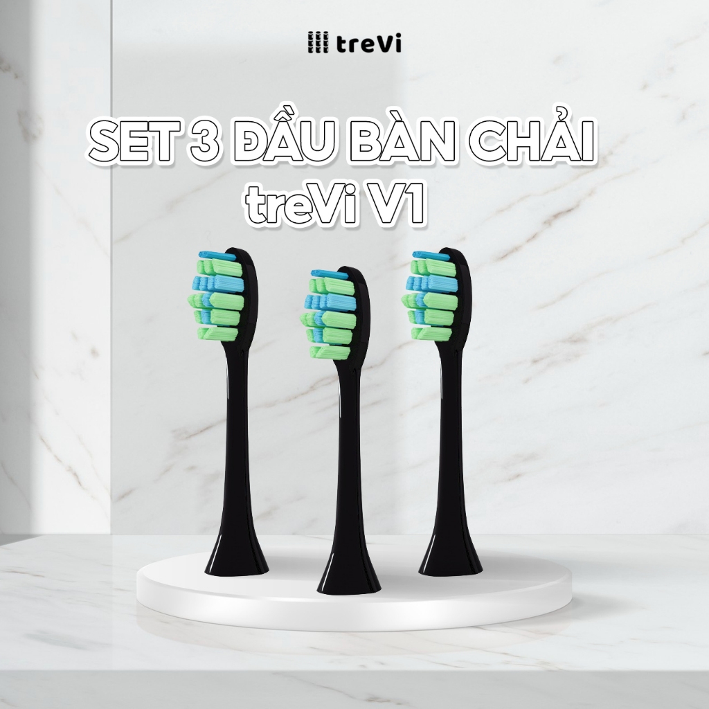 Set 3 Đầu Bàn Chải Điện Thay Thế Cho Bàn Chải treVi V1 Tiện Lợi, Nhỏ Gọn, Siêu Tiết Kiệm, Lông Bàn Chải Mềm Mịn