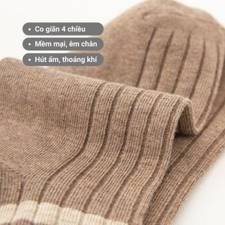 Set 5 đôi tất vớ nam nữ cổ cao GOMTAT sọc ngang nhiều màu sắc, chất liệu cotton khử mùi thoáng khí - UYE-7008-CB5