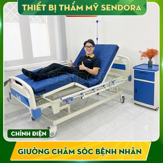 Giường bệnh nhân, giường y tế đa năng cho người bệnh nâng hạ lưng và chân kèm bàn ăn, truyền dịch