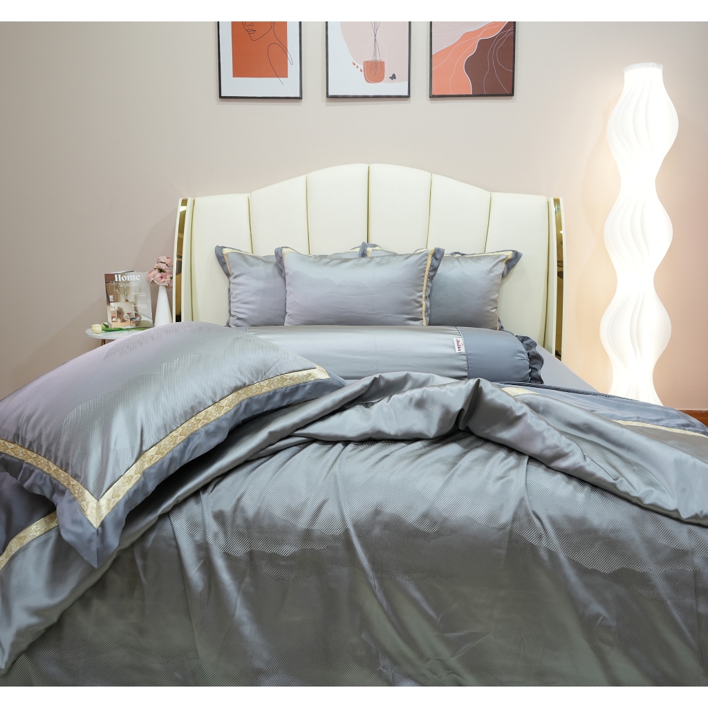 Bộ chăn ga gối ra giường lụa tencel siêu mềm mịn Hàn Quốc Julia 874