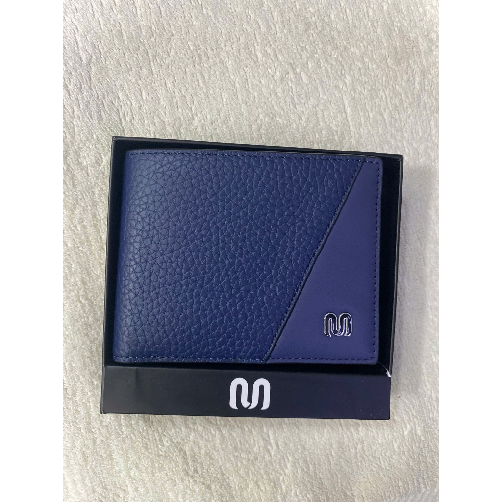 Ví ngang Insidemen màu Xanh biển IWE0030Z, chất liệu da bò thật nhập khẩu cao cấp kích thước 115x90x15mm