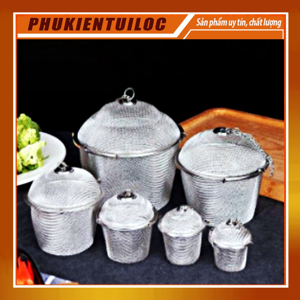 Lọc inox 304 hình trụ lưới cao cấp, nhiều kích thước, có dây treo ...