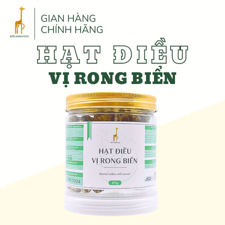 HẠT ĐIỀU SẤY VỊ RONG BIỂN của Đời Xanh Eco, đậm vị rong biển, 100% hạt đạt chuẩn chất lượng Hủ 175gr