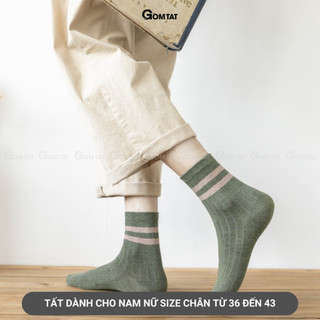 Set 5 đôi tất vớ nam nữ cổ cao GOMTAT sọc ngang nhiều màu sắc, chất liệu cotton khử mùi thoáng khí - UYE-7008-CB5