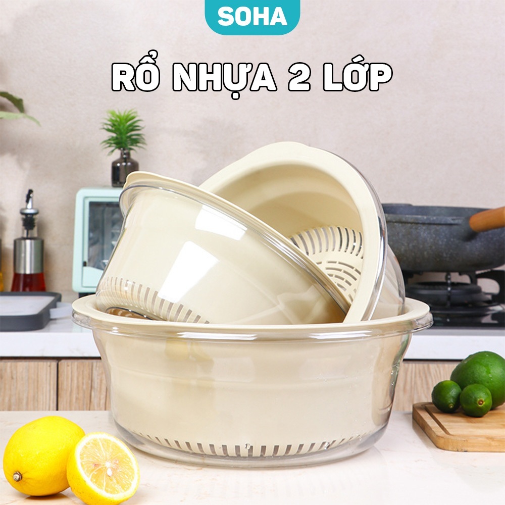 Rổ Nhựa Đựng Rau 2 Lớp Cao Cấp, Rổ Đựng Rau Thiết Kế Thoát Nước Siêu ...