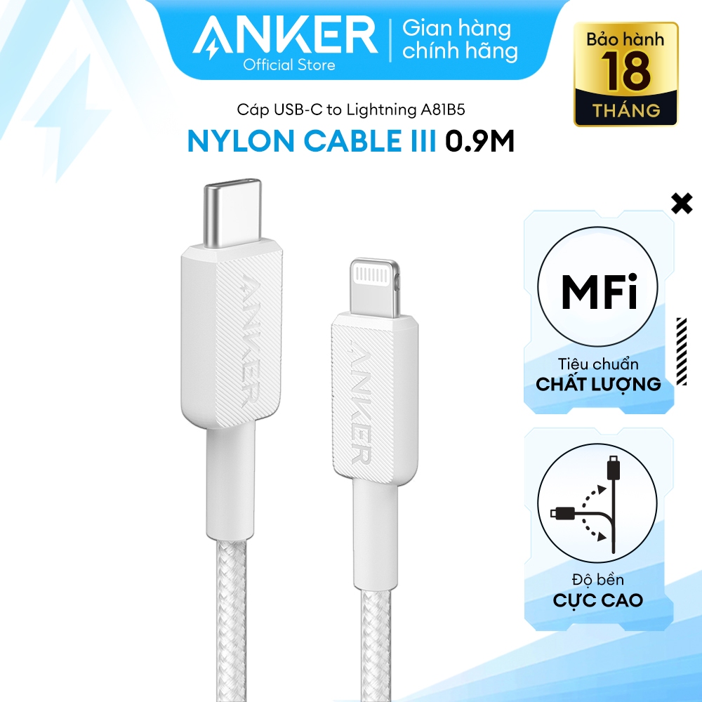 Ảnh Cáp Sạc Nylon Anker 322 USB-C to Lightning 0.9m - A81B5 - VT 2