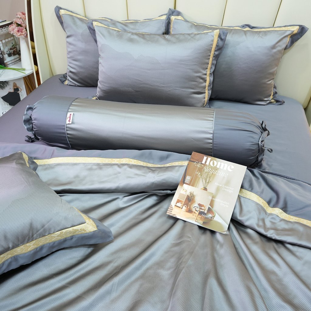 Bộ chăn ga gối ra giường lụa tencel siêu mềm mịn Hàn Quốc Julia 874