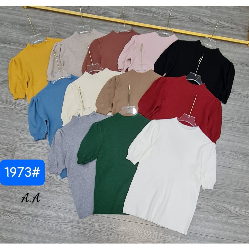 Áo Len Tay Bồng Chất Liệu Len Lông Thỏ Mềm Mịn