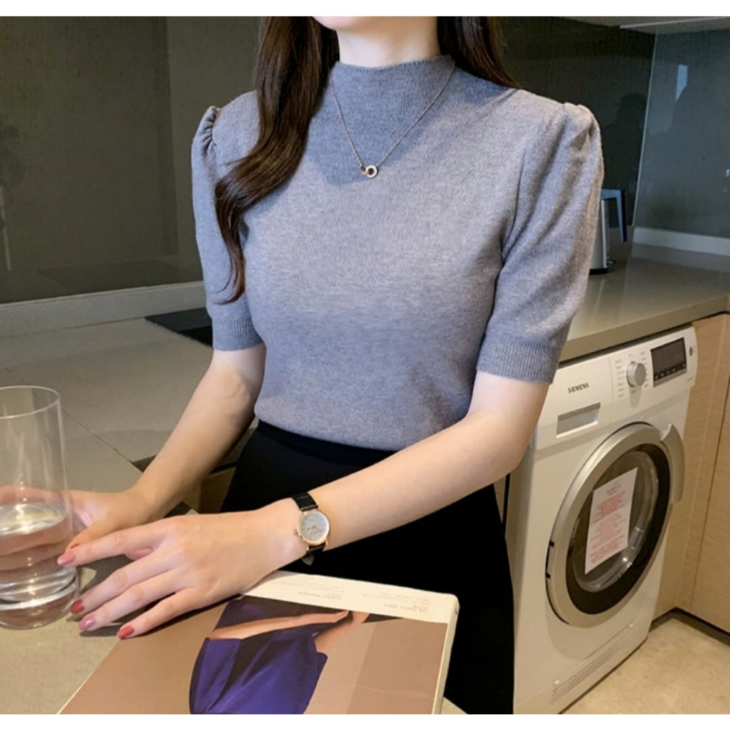 Áo Len Tay Bồng Chất Liệu Len Lông Thỏ Mềm Mịn