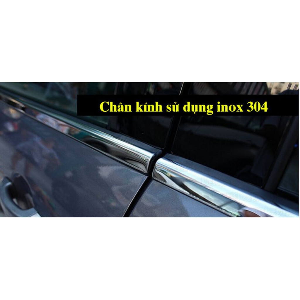 Nẹp viền chân kính xe Kia Caren / Carens đời 2009 2010 2011 2012 2013 2014 2015 2016 chất liệu inox sáng bóng