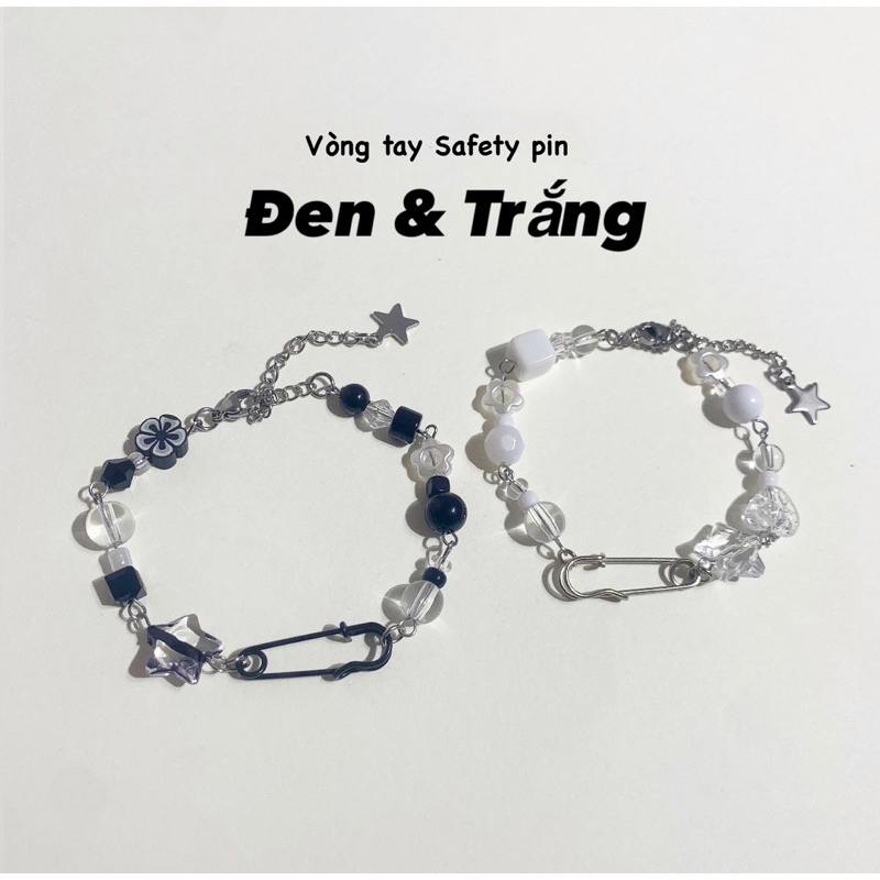 Couple95 Vòng tay Safety pin Đen và Trắng phong cách y2k | Shopee Việt Nam