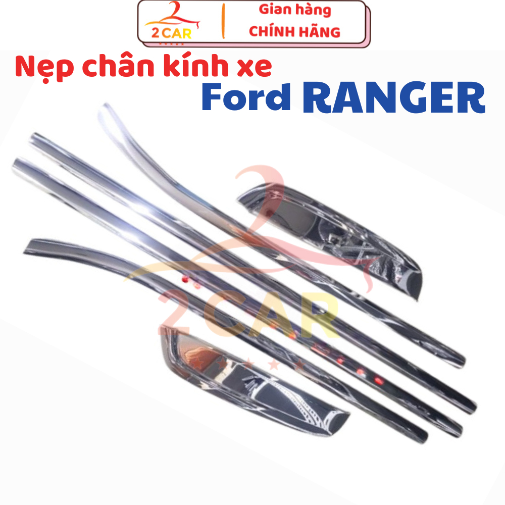 Nẹp viền chân kính và cột C xe Ford Ranger đời 2014- 2021, 2022, 2023,2024 Hàng inox cao cấp