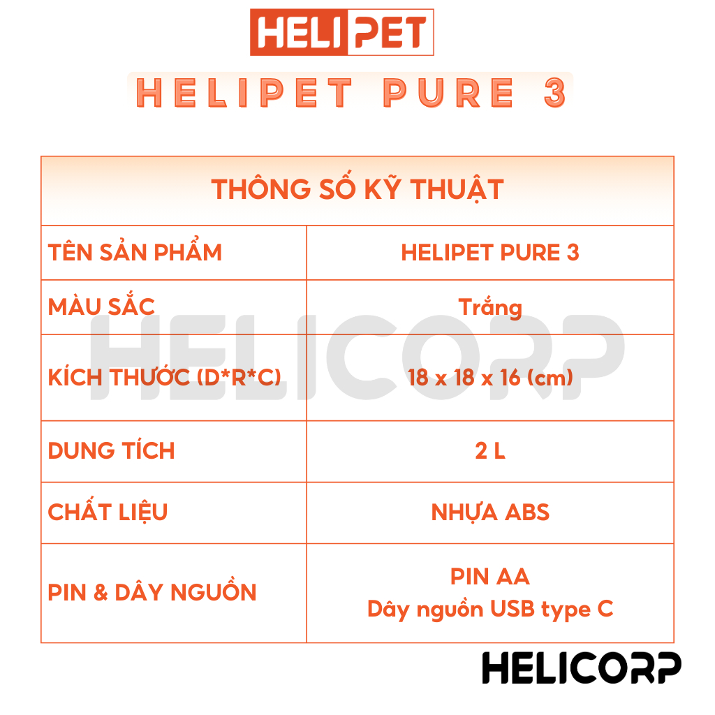 [New 2026] Máy lọc nước cho chó mèo HELIPET Pure 3 P3 - Công nghệ bơm không dây